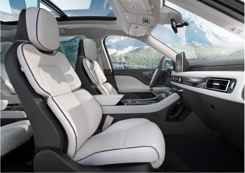 The interior of a Lincoln Aviator® Black Label model is shown in the Chalet theme | Koons Lincoln of Bethesda in Silver Spring MD