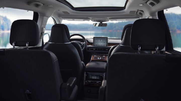 The interior of a 2024 Lincoln Aviator® SUV from behind the second row | Koons Lincoln of Bethesda in Silver Spring MD