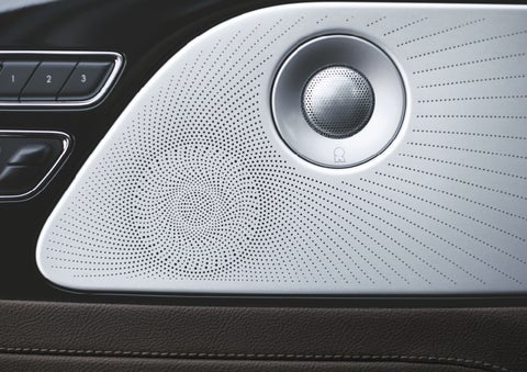 Two speakers of the available audio system are shown in a 2024 Lincoln Aviator® SUV | Koons Lincoln of Bethesda in Silver Spring MD