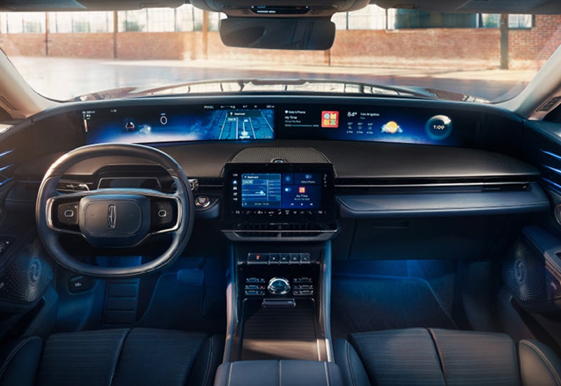 A large panoramic display is shown on the dashboard of a 2024 Lincoln Nautilus® SUV | Koons Lincoln of Bethesda in Silver Spring MD